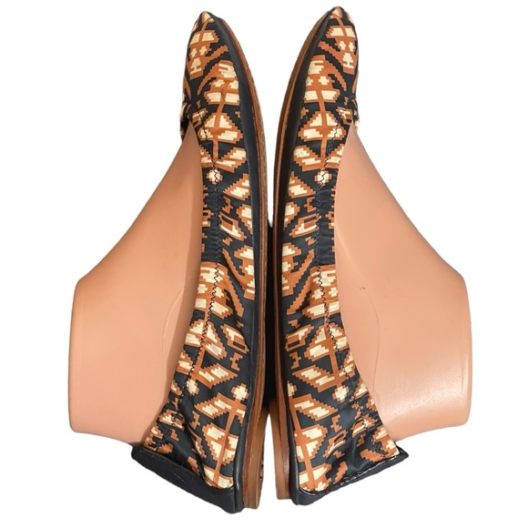 Tory Burch Tribal Aztec Brown Blue Ballet Flats Loafers Womens Size 9M - Picture 6 of 11